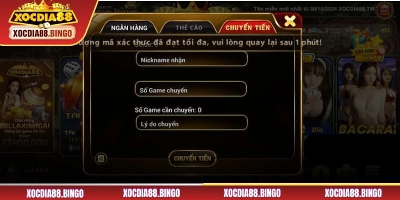 Giao dịch nhận thưởng qua hình thức chuyển game